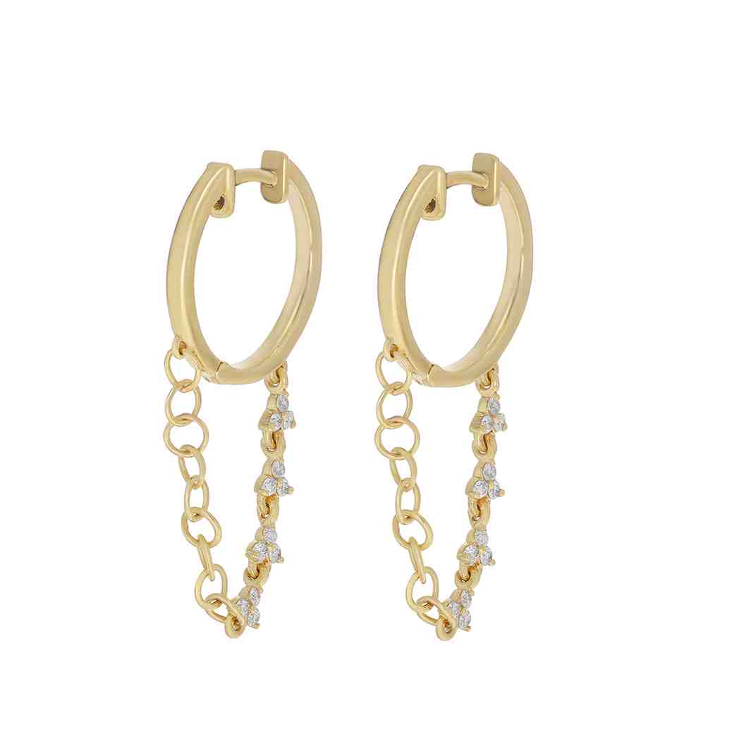 Chain Drop Huggie Hoop Earrings ER21635A